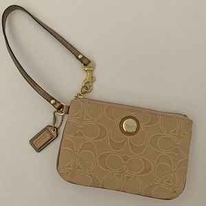Beige Coach Wristlet